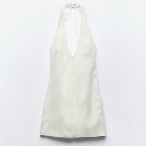 Zara white halter striped dress